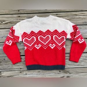 Ladies PHILOSOPHY Intarsia Heart Woven Crewneck Pullover Sweater S